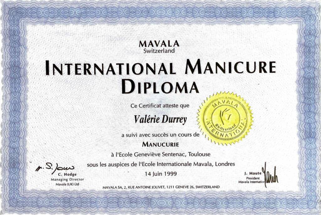 Diplome Valerie - manucure